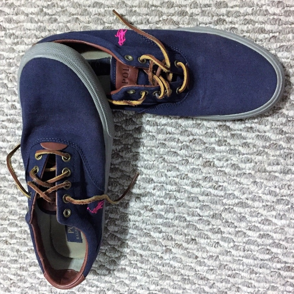 Polo Ralph Lauren men blue canvas sneakers SZ 10.
